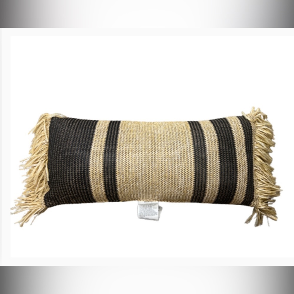 Kohl's‎ Home  Natural Woven Black and Tan Rectangle Long Throw  Pillow